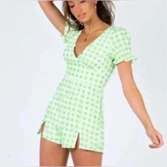 Princess Polly Gingham Romper Size 8 - Picture 2 of 5